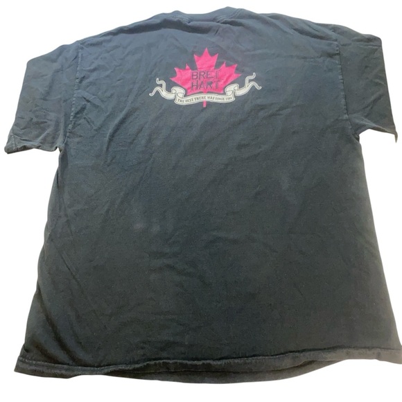 Very Rare Vintage WWE Bret Hart T-Shirt Skull Wings Graphic Black Authentic Wear - Picture 3 of 8